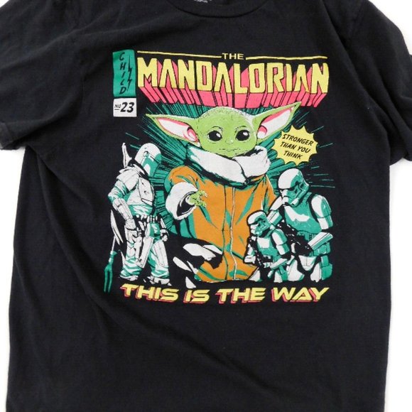 Star Wars The Mandalorian Baby Yoda This Is The Way T-Shirt Black Medium - Picture 2 of 4